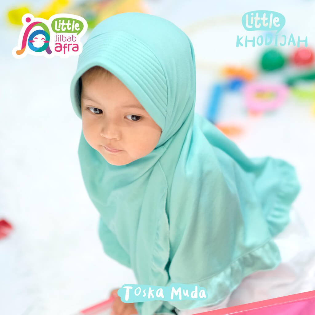 Jilbab Instan Anak Little Khodijah Toska Muda - Little Jilbab Afra - Bahan Kaos, Adem &amp; Lembut