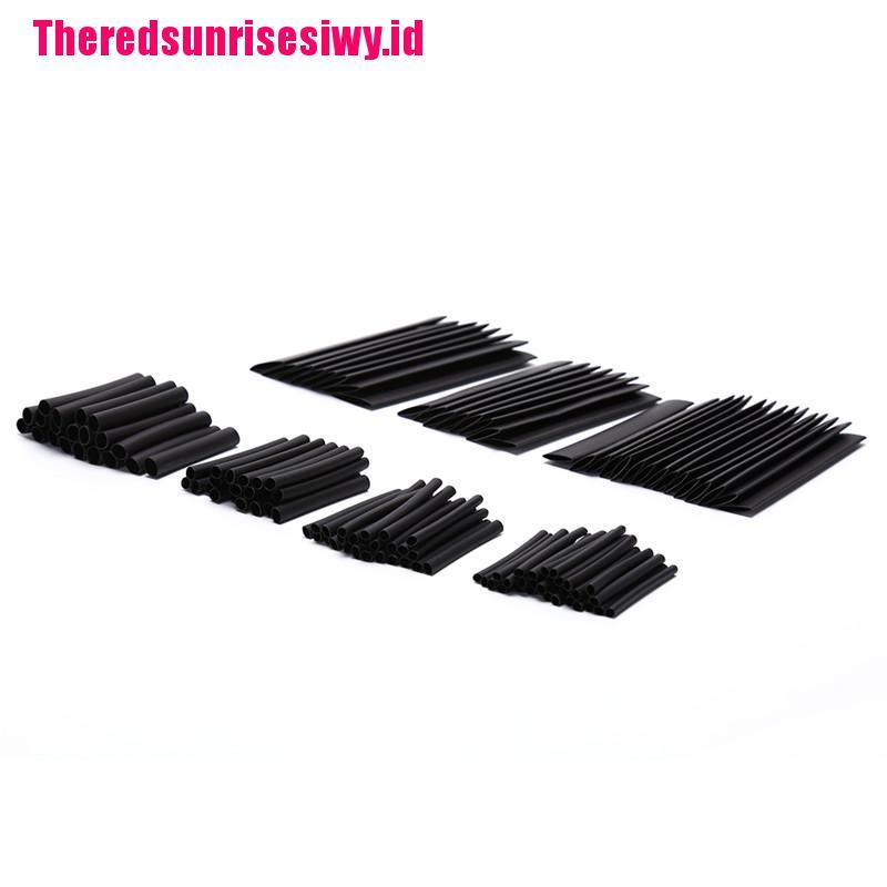 【Theredsunrisesiwy.id】Fashion 127Pcs Black Glue Weatherproof Heat Shrink Sleeving Tubing Tube Assortment Kit