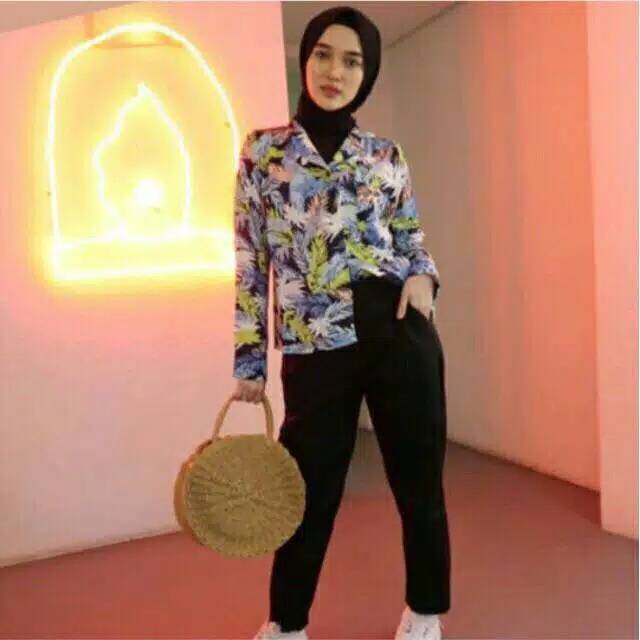 Fourfashion KEMEJA PASTEL DAUN TANGAN PANJANG