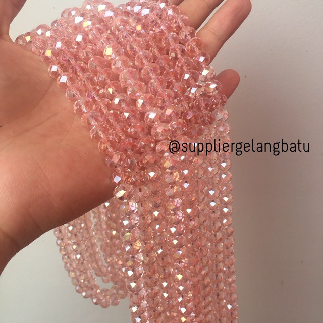 Crystal Ceko Doff 10mm PINK BENING aksesoris bahan perhiasan wanita gelang kalung online shop olshop