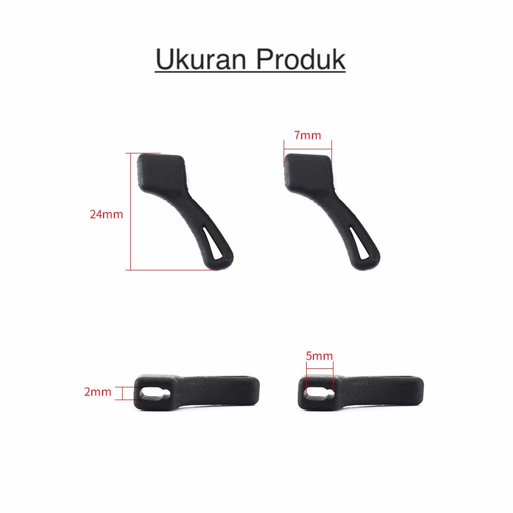 1 Pasang [ Hitam ] Pengait Kacamata Silikon - Anti Slip - Earhook Silicone - Penahan Hijab Style - KP8078