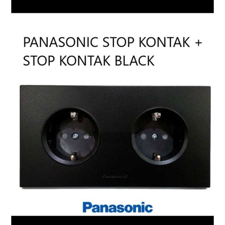 panasonic hitam black stop kontak 2g 2 gang ganda seri double stopkontak listrik