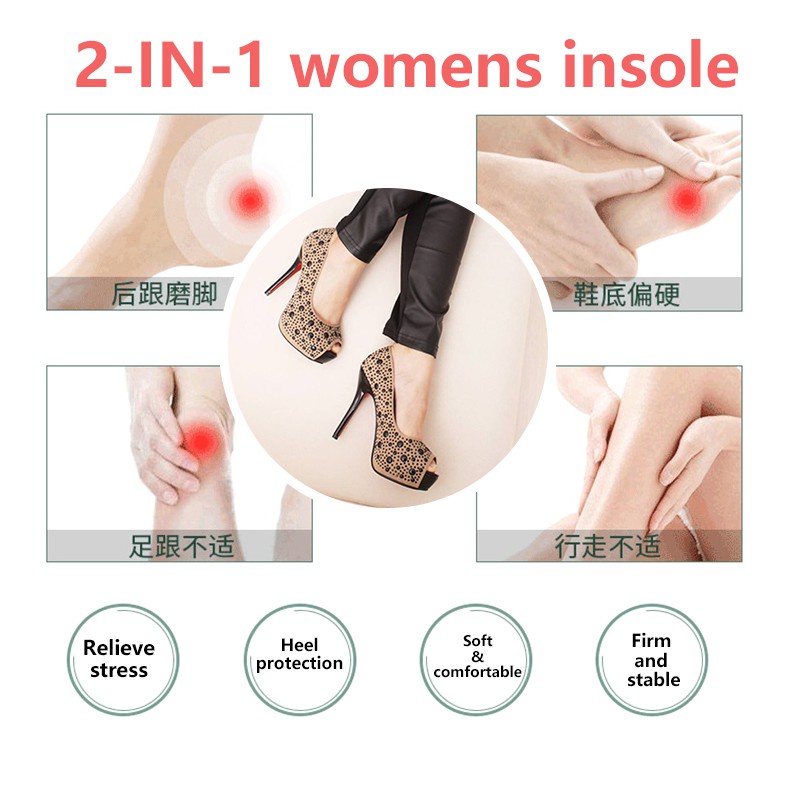 Wanita Pijat High Heels Insole Nyaman Anti Sakit Bernapas Bantalan Shock Sol 35-40