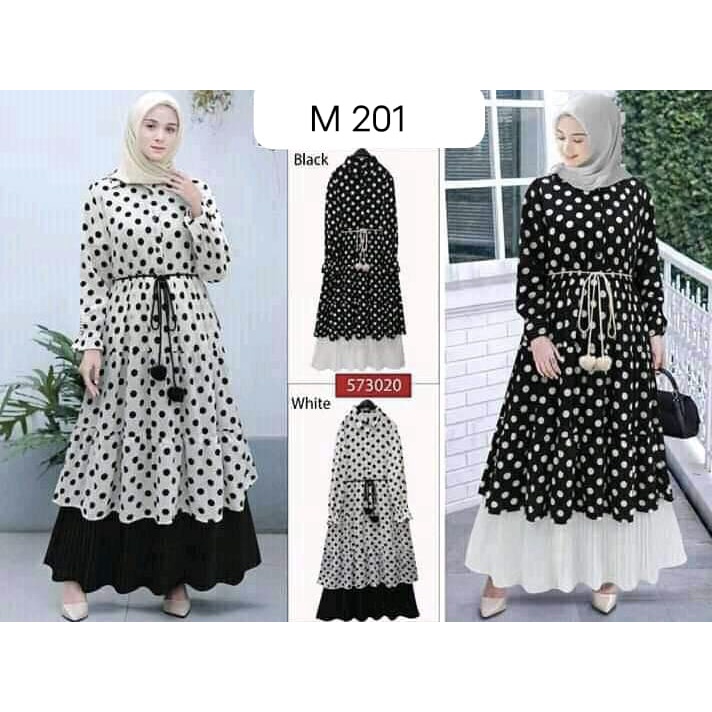 Gamis Busui Model Tali Pinggang Motif Polkadot Bahan Voxy Merk De Jaya Dj 1818 Shopee Indonesia