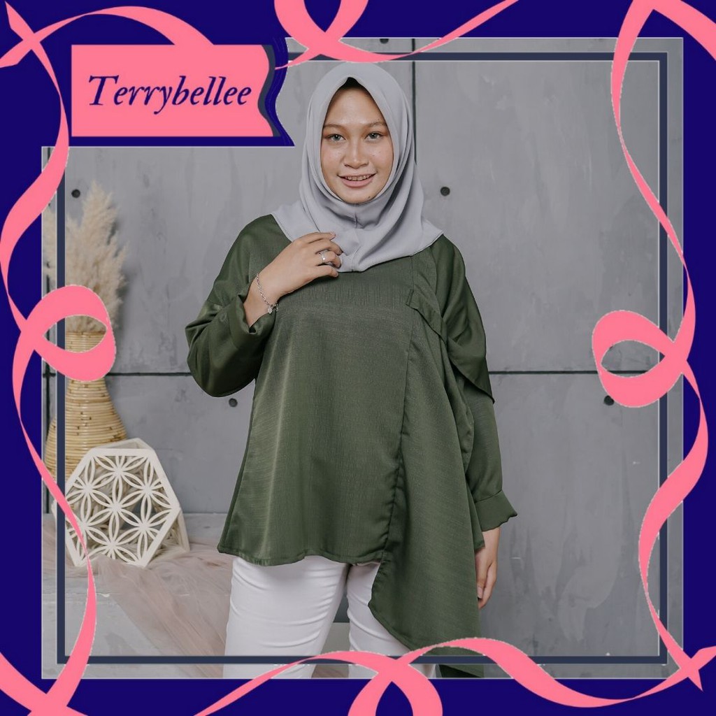 Baju Blus Wanita Top Blouse Maroon Matte, Navy Blue, Green Army Murah
