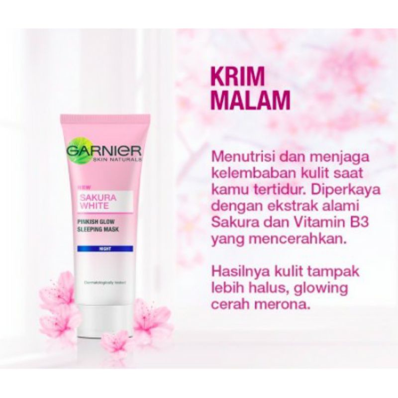 Garnier sakura white pinkish glow sleeping mask free mineral batanica toner (preloved)