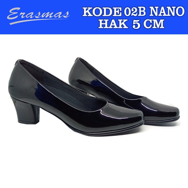 Sepatu PDH Polwan PDH Kowad 02B Erasmas Hak 5 Cm Hitam Persit Bhayangkari Formal Kerja Kantor PNS