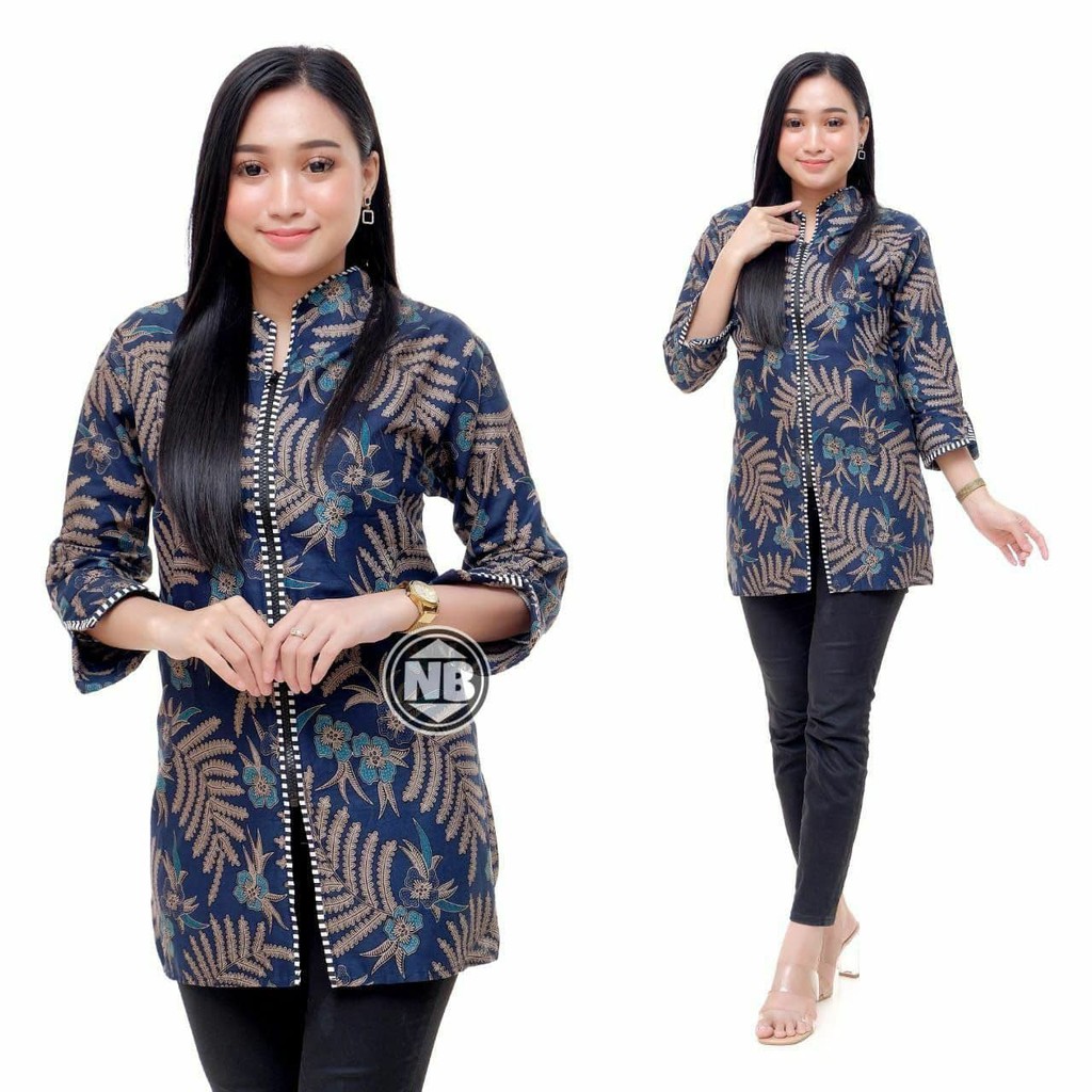tey-17 Batik wanita ASJ SA HRB026 Kenongo Kemeja Tosca Pendek-B. Putri Malu