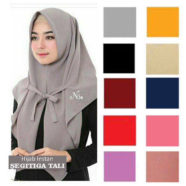 Jilbab Instan / Hijab Segitiga Instan TALI Tanpa pet