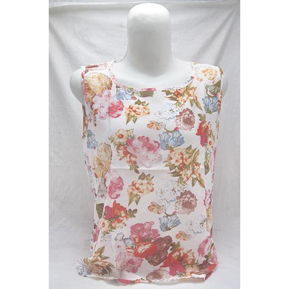 Women's Stylish White Floral Chiffon Vest