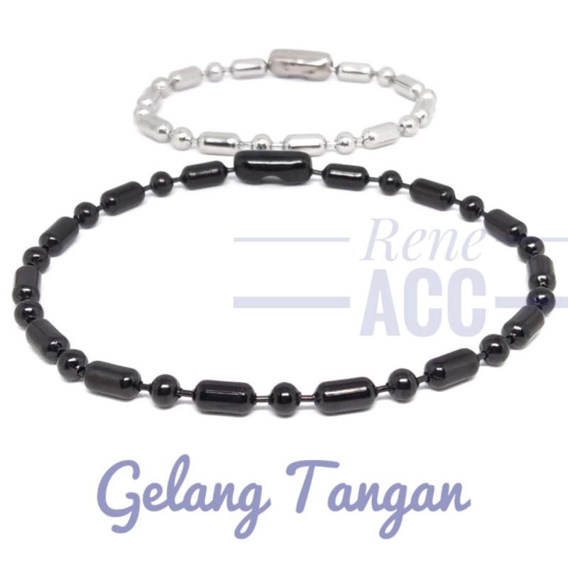 Gelang Titanium Hitam putih pria wanita Rantai Black