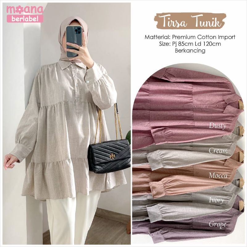 (TIRSA TUNIK) KEMEJA ATASAN WANITA BAHAN PREMIUM KATUN IMPORT