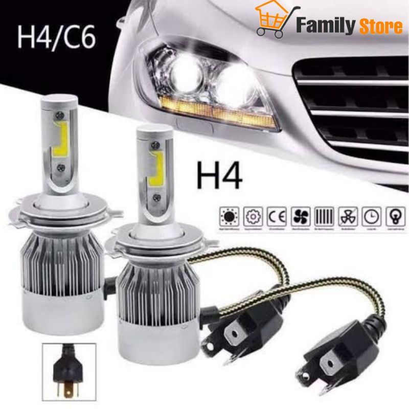 Lampu Mobil Headlight LED H4 COB White 2pcs - c6 h4
