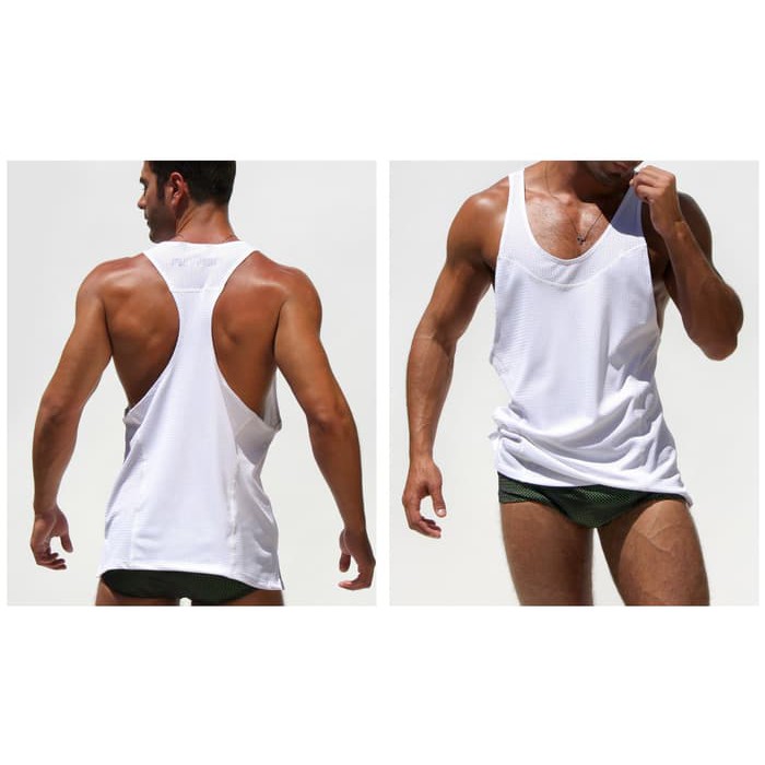 KAOS  PS107 - Deep Cut Vest - Putih, S  COC KATOO