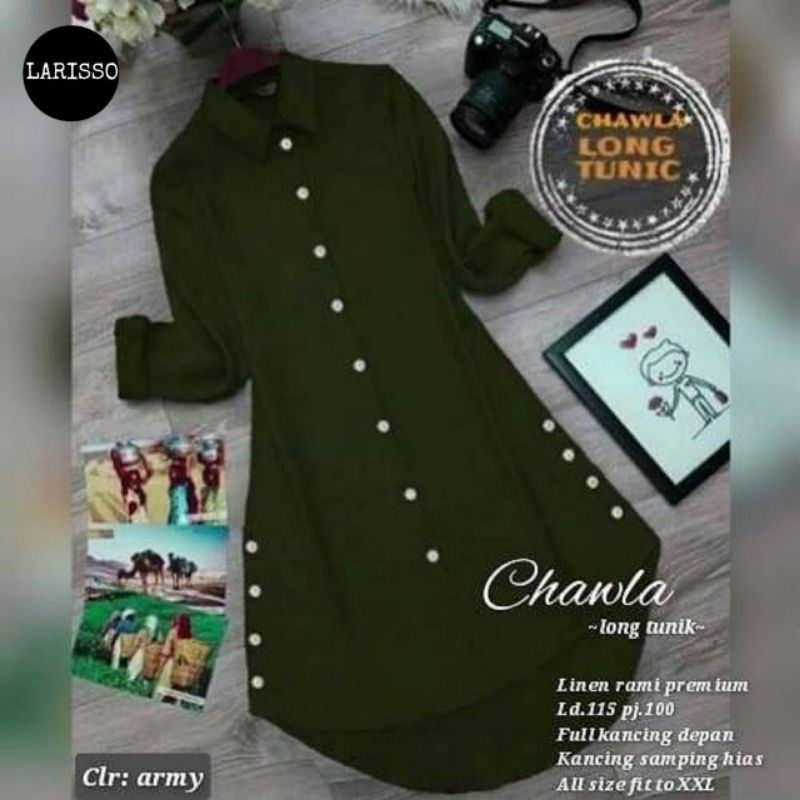 Chawla long tunik katun linen premium jumbo LD 115