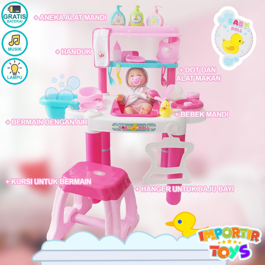 Mainan Boneka Mandi BATH PLAYSET +40 Mainan Kecil dan Style Baru