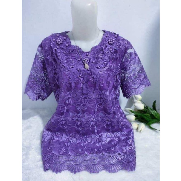 Atasan brokat aurum mutiara l xl xxl tangan pendek lapis furin