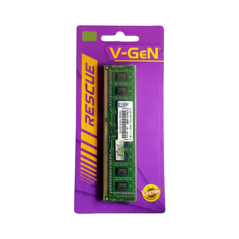 RAM DDR3 DDR3L V-GeN RESCUE 4GB PC12800/1600Mhz LongDimm (Memory PC VGEN)