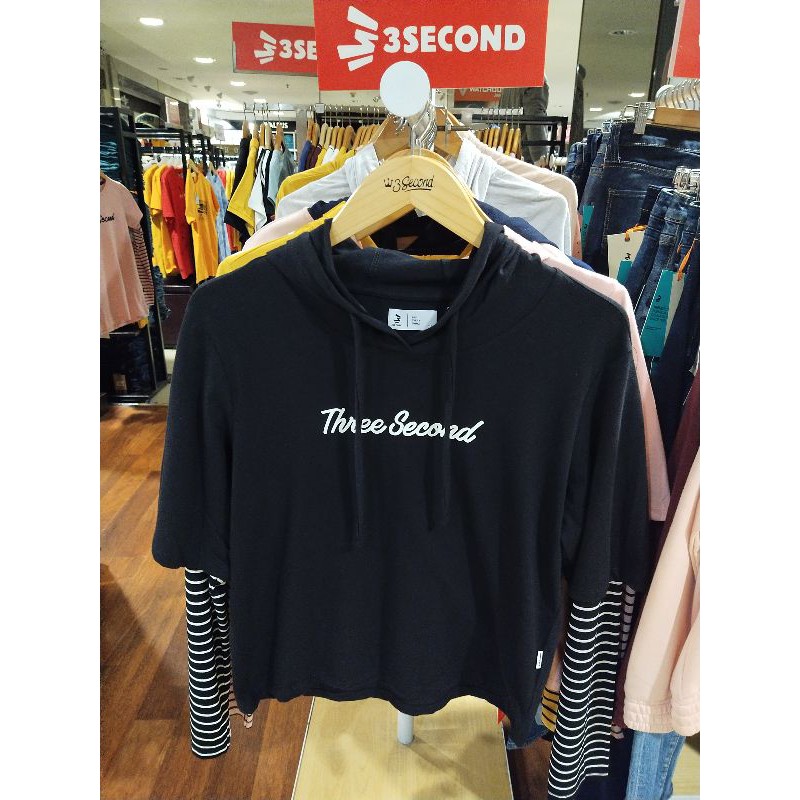 KAOS HOODIE 3SECOND 100% ORIGINAL VARIASI LENGAN TERSEDIA 3WARNA HITAM,PINK,KUNING (HARGA TERBAIK)