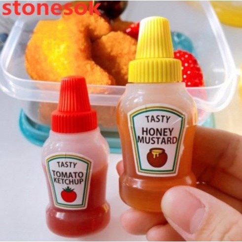 Elmart Botol Saus Mini Bento Wadah Kecap Manis Asin Mayonaise Untuk Bekal Anak  25ml 1 set 2pc BS02