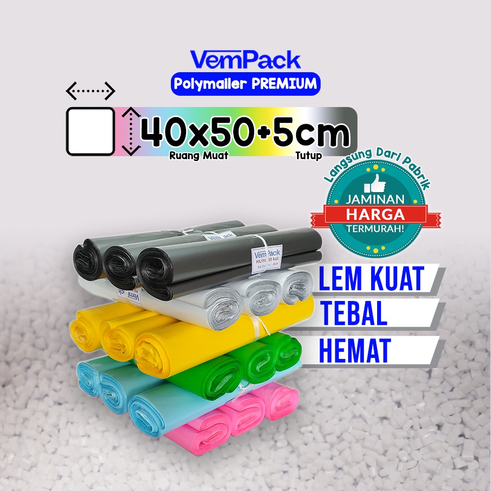 

Polymailer PREMIUM 40x50 CM 60 Micron PE Glossy Plastik Packing Online Shop Tebal Anti Sobek Murah