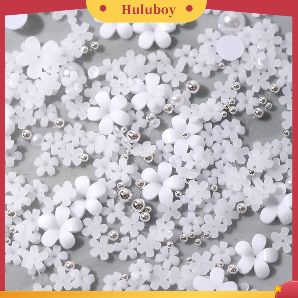 Huluboy Huluboy♡ Ornamen Kelopak Bunga Bahan Resin Warna Putih Untuk Dekorasi Manicure