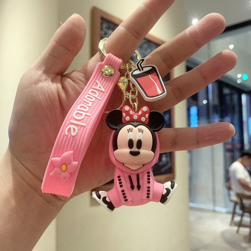 Mouse Piakchu Figure Doll Key Chain For Girls Bag Charms Car Pendant Keyrings Cartoon Stitch Mickey Minnie Keychains