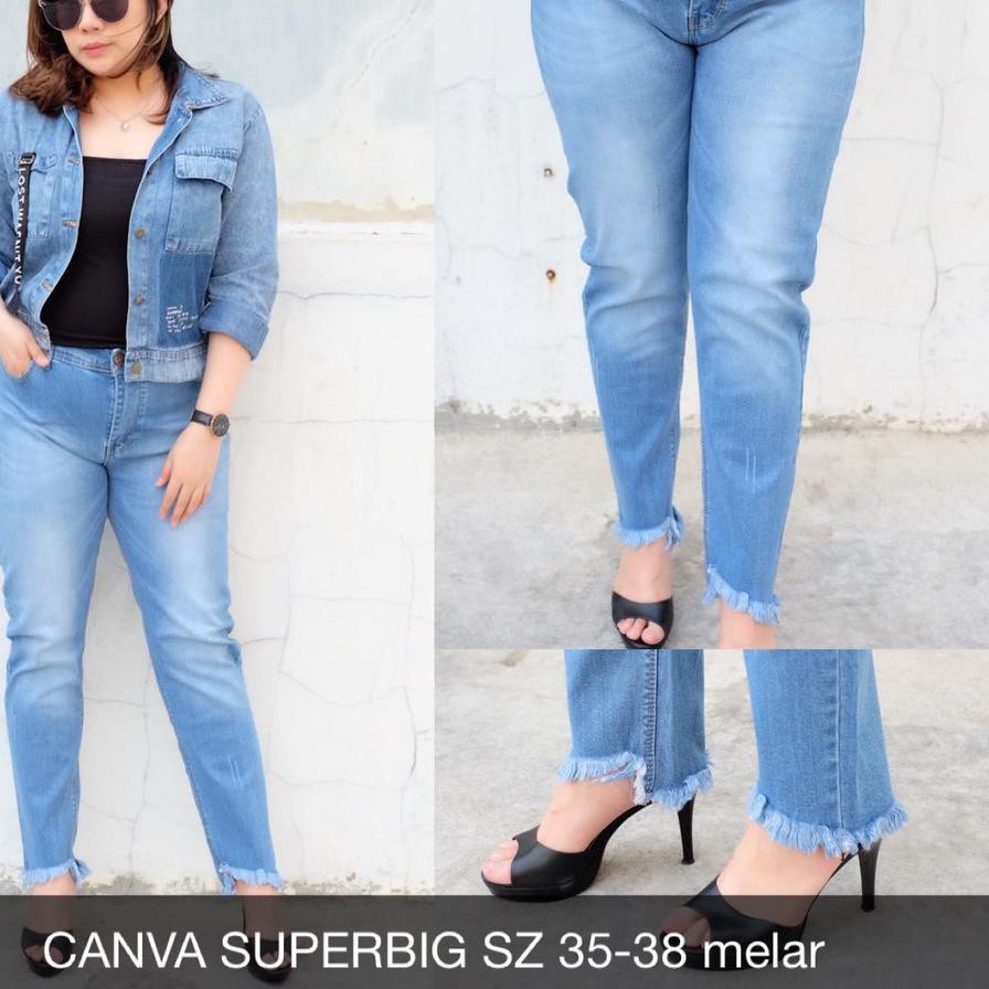 DE8 CELANA JEANS WANITA CANVA JEANS SUPERBIG ♥ LARIS ♥