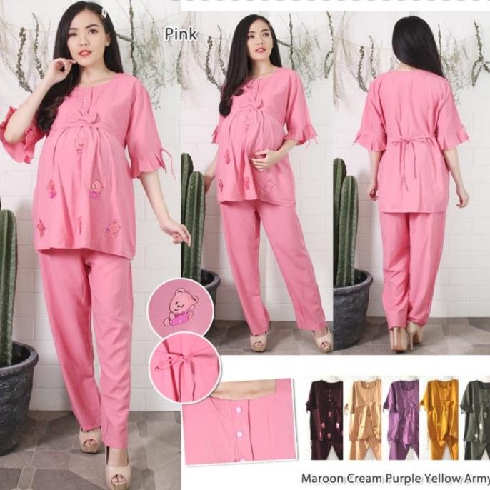 PAKAIAN IBU HAMIL BAJU HAMIL SETELAN CELANA -KATUN RAYON BERKUALITAS