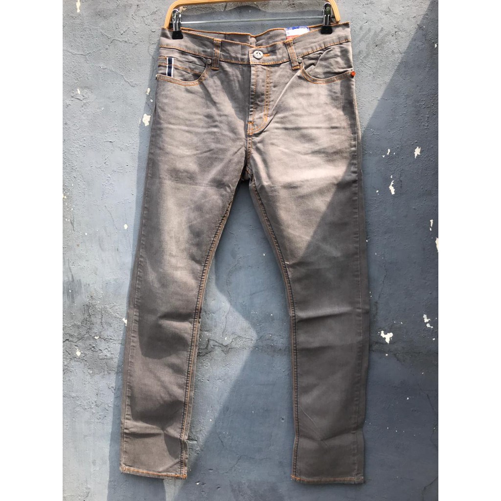 Celana Jeans panjang Pria original proshop Abu abu wash denim streetch