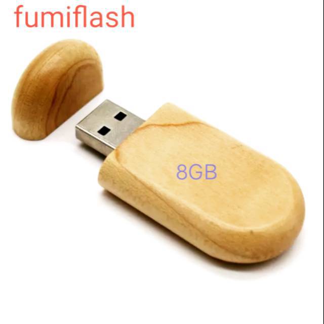 Flashdisk usb kayu oval 8gb