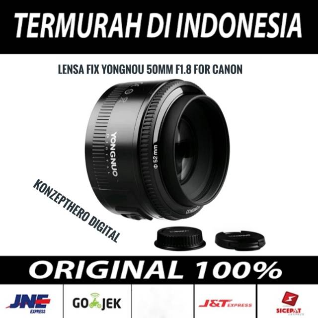 Lensa Fix Lensa Canon Lensa Fix Yongnou 50mm  F1.8 For Canon 1100D 1200D 1300D 600D 700D 750D 60D 7D