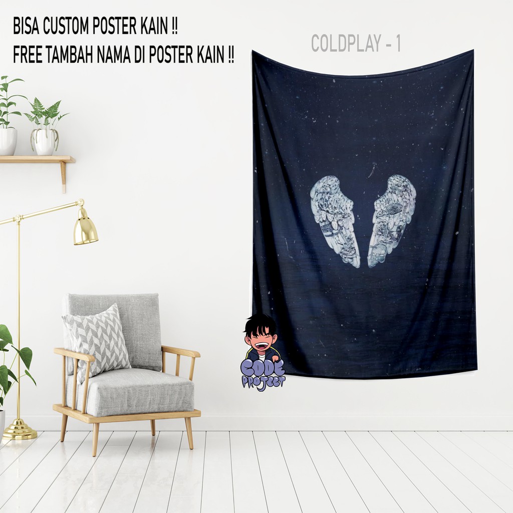 POSTER KAIN COLDPLAY - hiasan dinding coldplay - hiasan kamar coldplay - custom hiasan dinding - hia