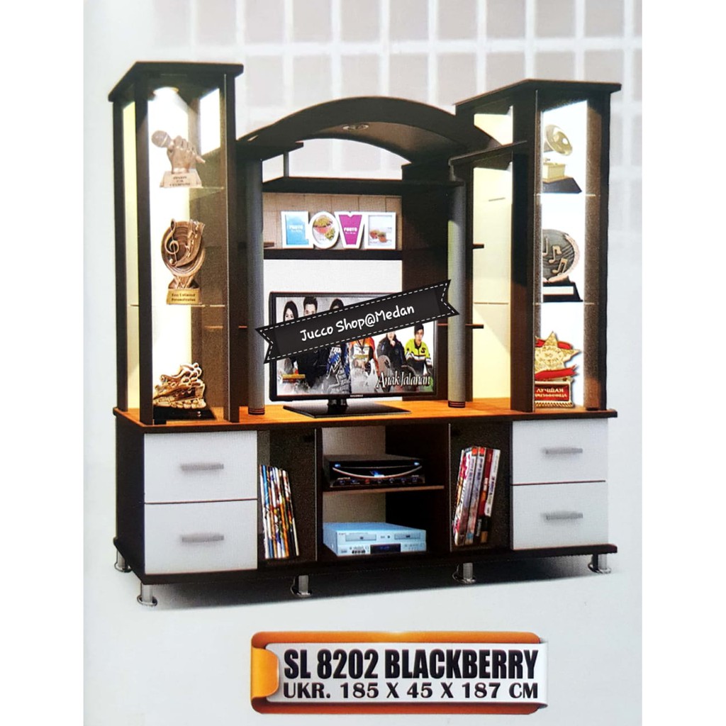 Lemari Hias Minimalis SL8202 - Buffet Tv Cantik Lampu 185x190cm - Medan - Jucco