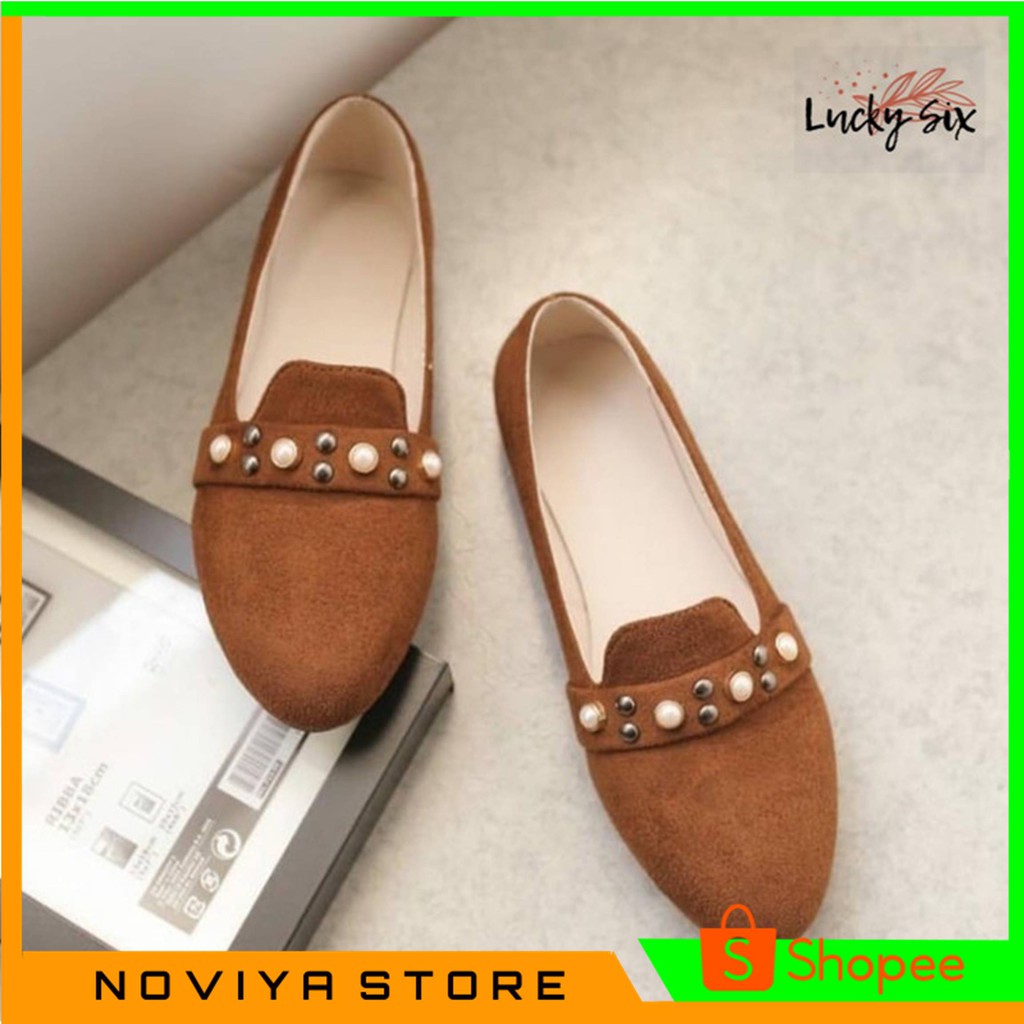 Vahn SUKI Sepatu Flat Shoes Kerja Wanita Casual Santai Hitam Abu FMD05