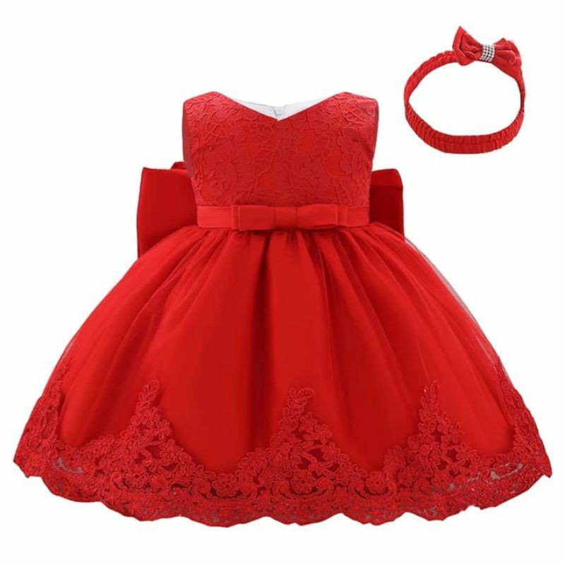 Dress gaun baju pesta anak perempuan rok kembang satin