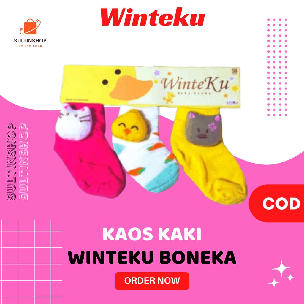 Kaos Kaki Anak Bayi Winteku Perempuan Laki-Laki Boneka 3D Kaos Kaki Bayi Newborn Cewek Cowok Motif W