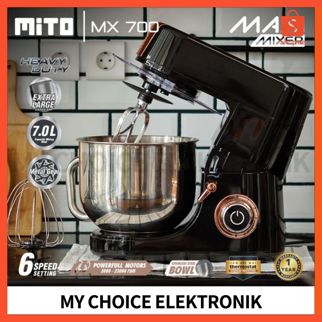 MITO Mixer Maxi MX-700 Black Glossy 7 Liter