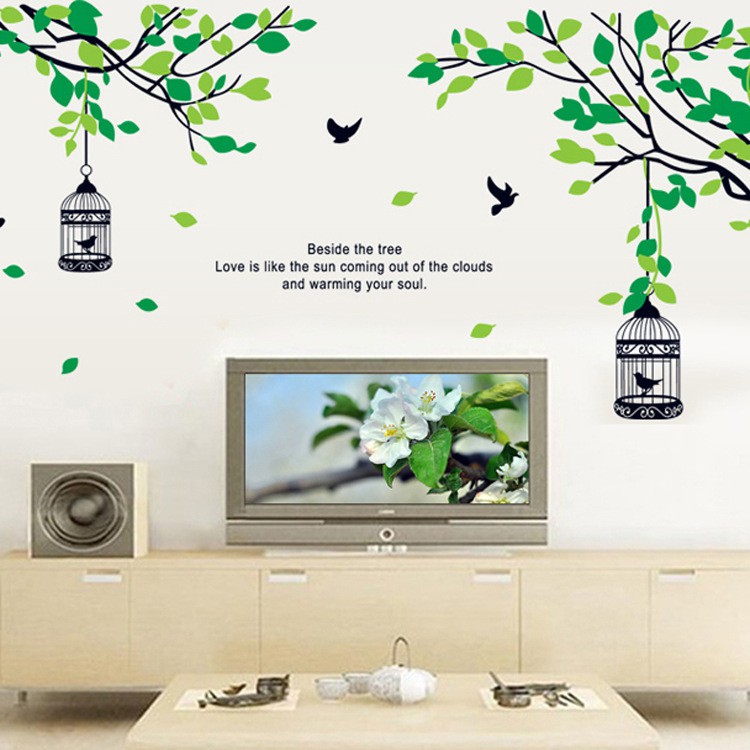 RELIZA Wall Sticker / Stiker Dinding SANGKAR HIJAU CAGES BIRD RANTING AY9045