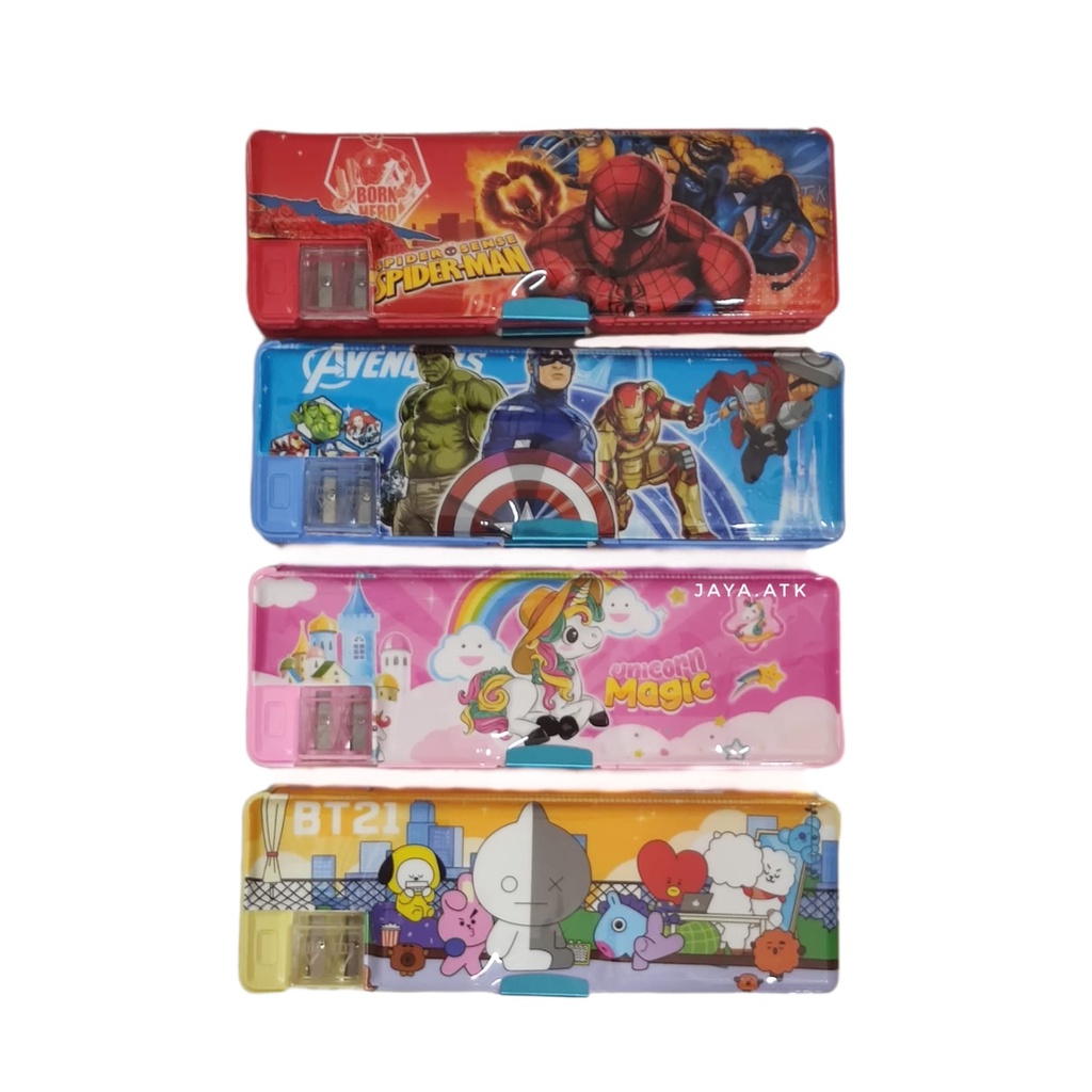 Tempat Pensil Magnet / Kotak Pensil KAX-20104 2 SISI KARAKTER ANAK LUCU SOUVENIR KADO ULTAH