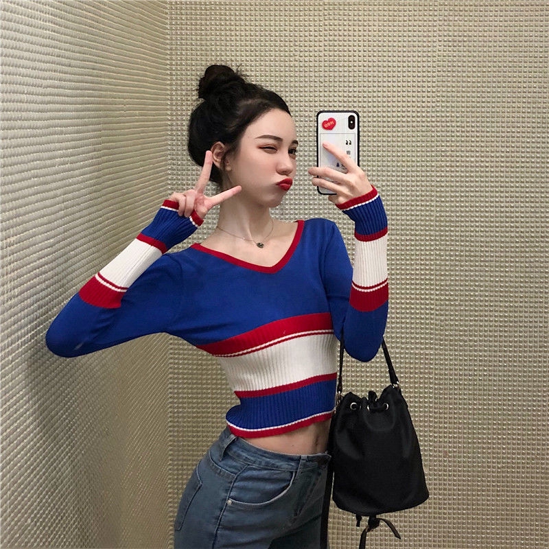  Kaos  Rajut Model V  Neck  Lengan  Panjang  Aneka Warna Gaya 