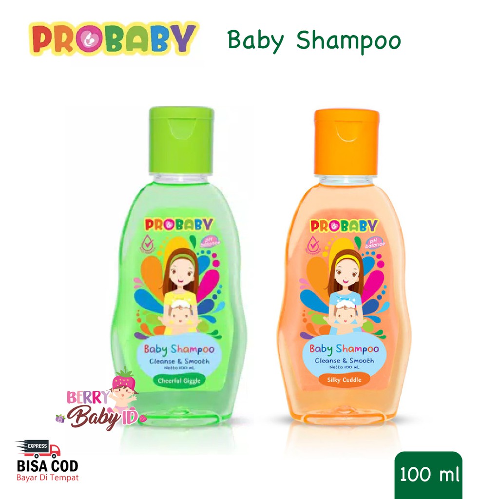 ProBaby Shampo Bayi Pro Baby Shampoo Cheerful Giggle Silky Cuddle Cleanse &amp; Smooth 100 ml Berry Mart