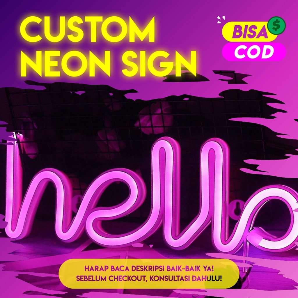 Hiasan Dekorasi Dinding Neon Sign LED Lampu Hias Custom Nama