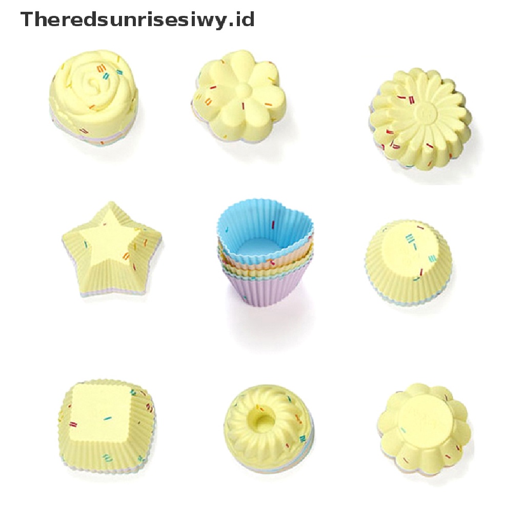 # Alat Rumah Tangga # 5pcs / Set Cetakan Kue Muffin Bentuk Bulat Bahan Silikon Untuk Dekorasi