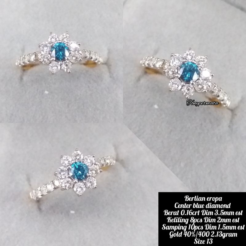Cincin model bunga Emas berlian eropa