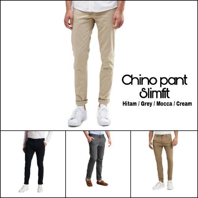 CELANA CINO Panjang Pria  Slimfit KERJAHARIAN Santai Casual Formal Hitam Abu Cream Mocca Size 27-38