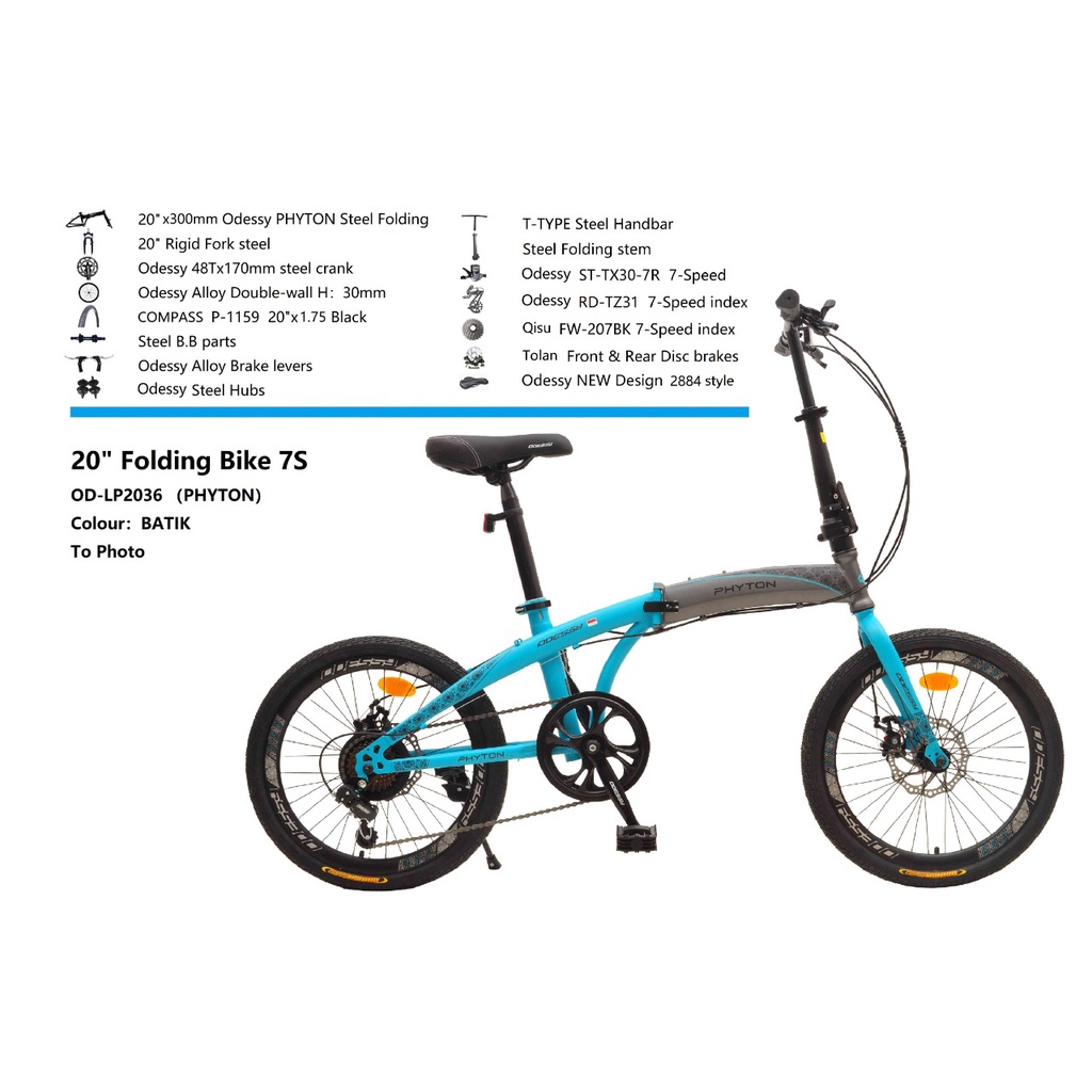 Sepeda folding Lipat 20 Inch PHYTON ODESSY LP-2036 7 sp sepeda lipat anak&amp;dewasa Hagar Terjangkauu
