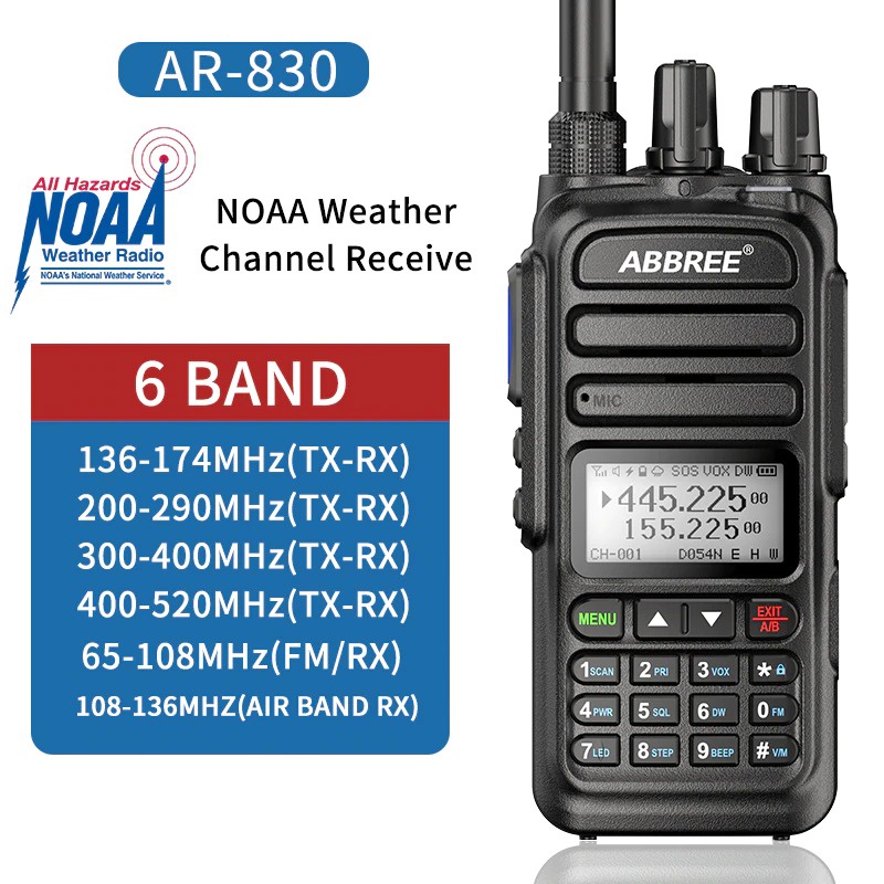 ABBREE AR-830 Full Band Walkie Talkie 10W Wireless Copy Frequency