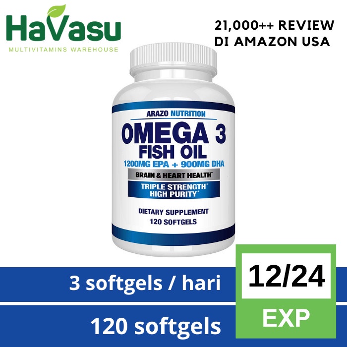 {cantikstore} Arazo Nutrition Omega 3 Fish Oil 4080MG High EPA 1200mg DHA 900mg Limited
