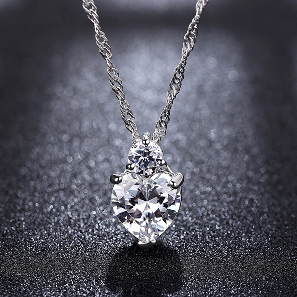 Hu Hu Hu Hu Hu Alat Bantu Pasang Kacamata♡ Set Anting Tusukkalung Rantai Liontin Hati Hias Kristal Cubic Zirconia Berkilau Untuk Wanita